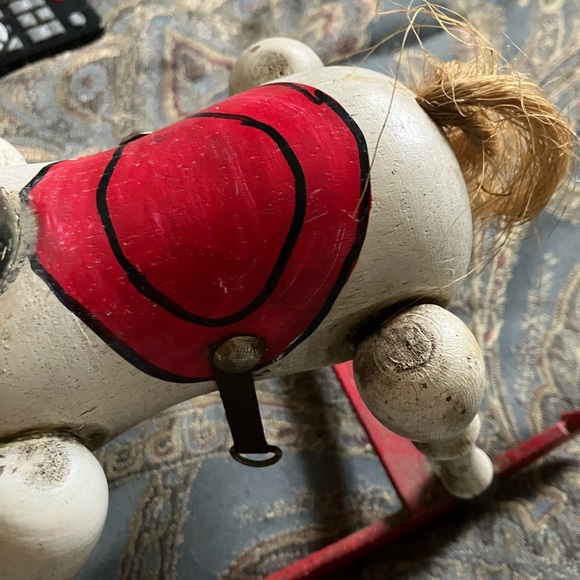 VTG Handmade Wooden Rocking Horse w/non working Music Box - Picture 8 of 11